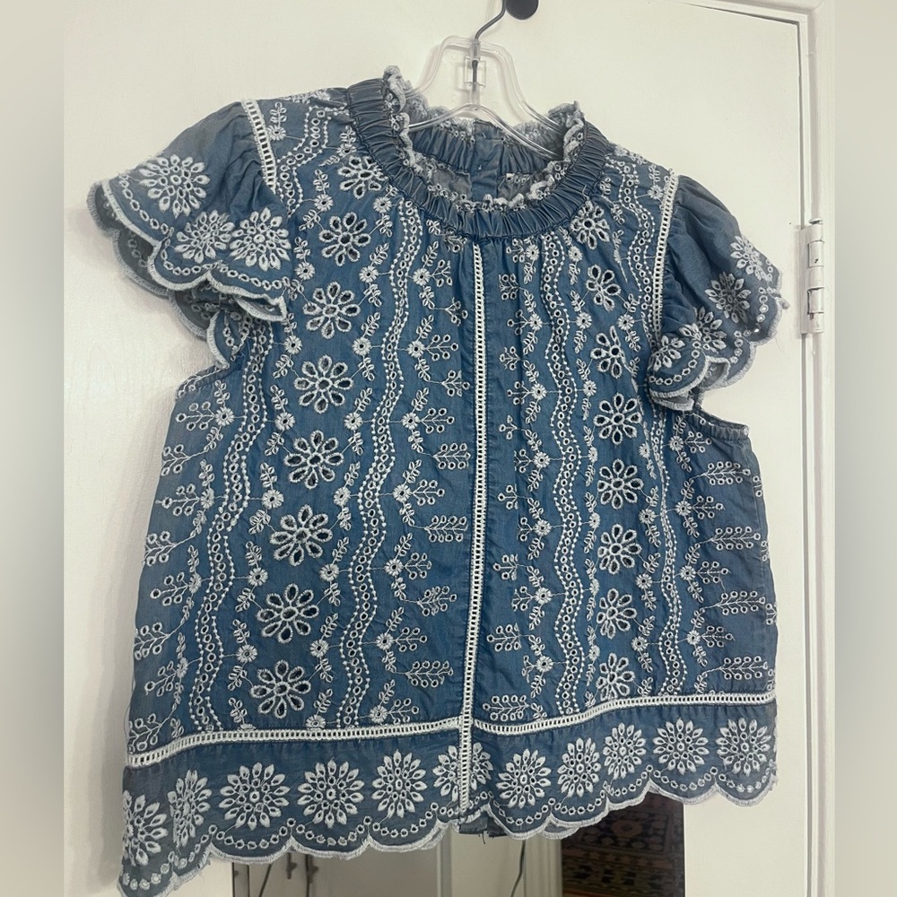 Blue Embroidered Women's Top - S